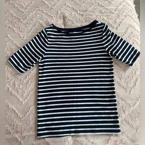 GAP Navy Blue and White Striped Crewneck T-Shirt, Size Medium
